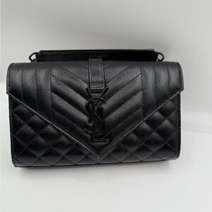 Yves Saint Laurent Black Chevron Quilted Shoulder Bag